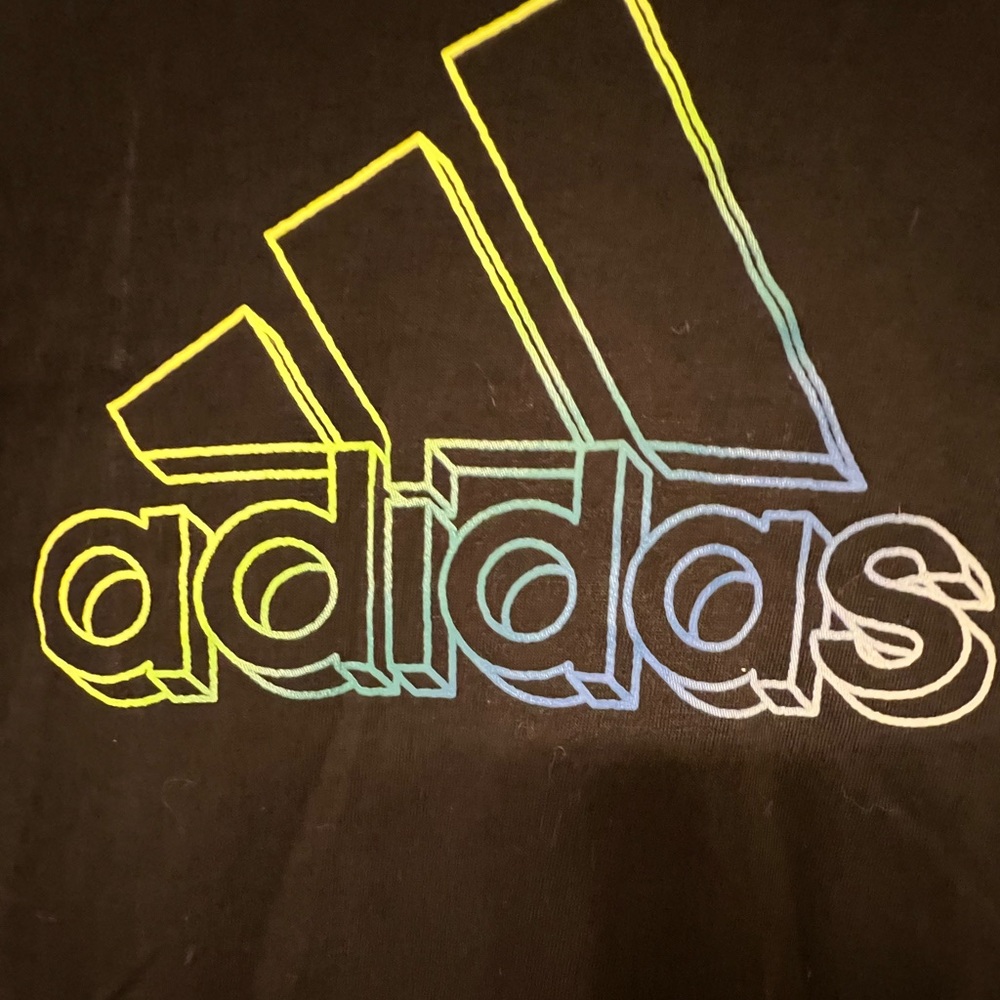 Adidas Multicolor Logo Hooded Long Sleeve T-Shirt Boys Size Small - Picture 2 of 6